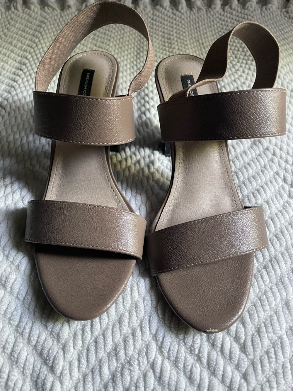 French Connection Taupe/Mauve Double-Strap Slingback Sandals